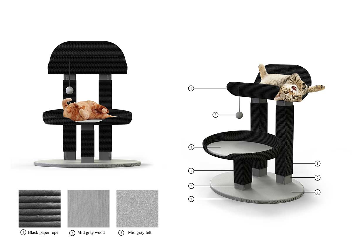 Freelance product designer Eefje Sandmann designed cat trees