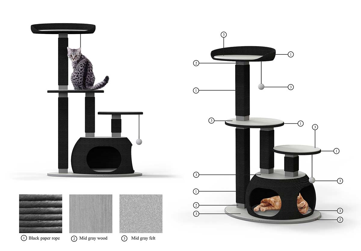 Freelance product designer Eefje Sandmann designed cat trees